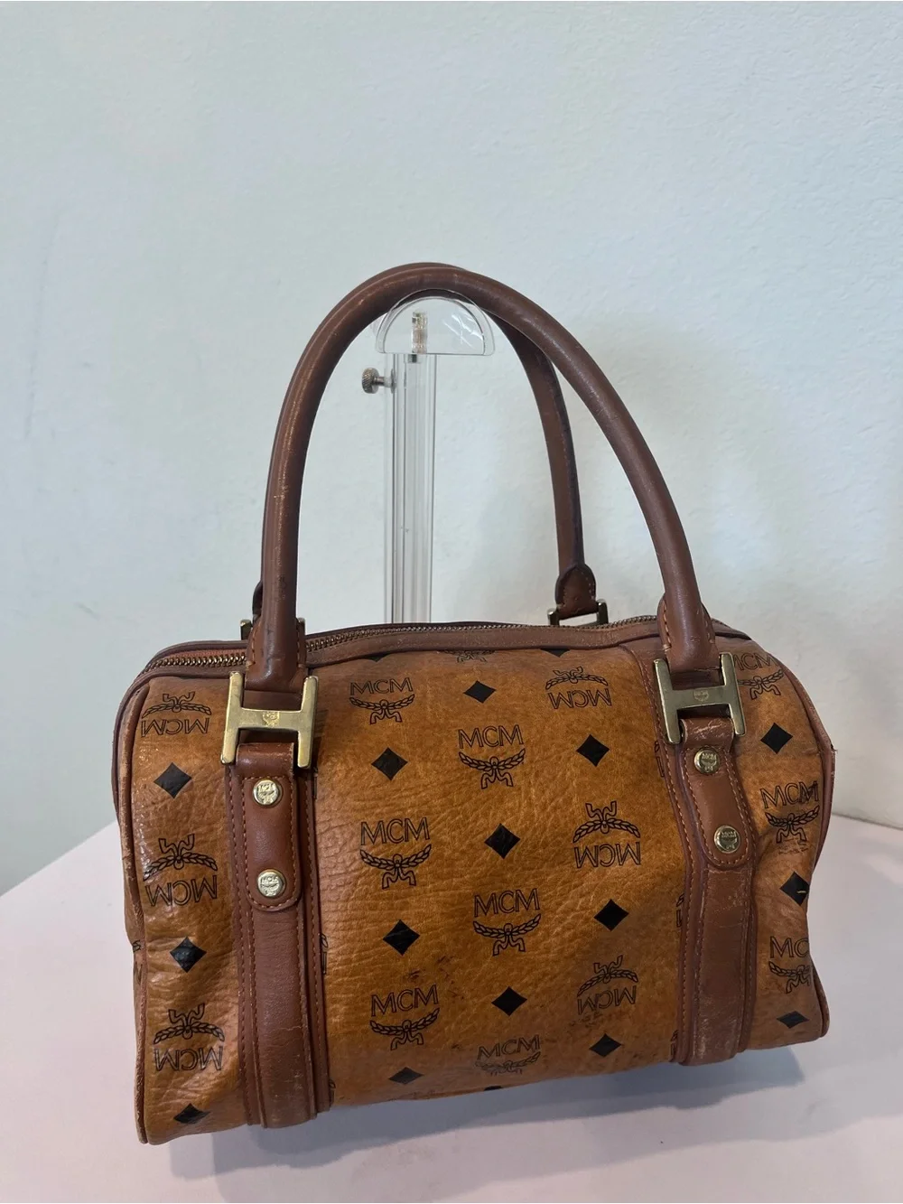 MCM CHARM BOSTON BAG.